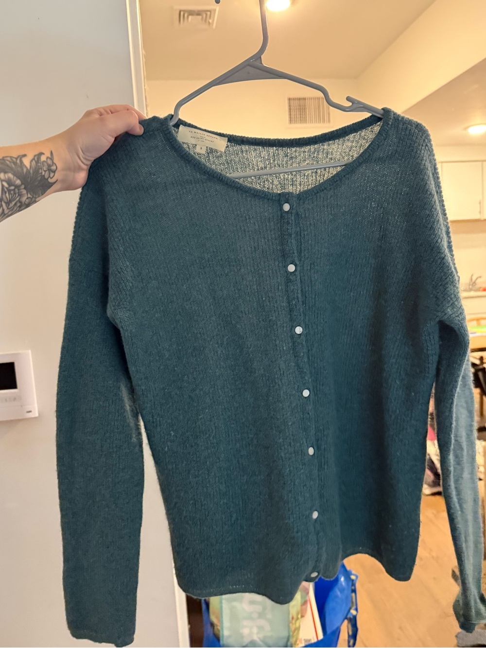 Sezane S gaspard cardigan sage green Button-Front Sweater Cardigan - Picture 3 of 6